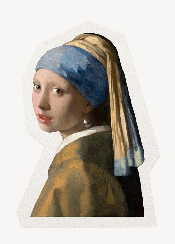 Girl with a Pearl Earrings, Vermeer's artwork collage element, remix by rawpixel