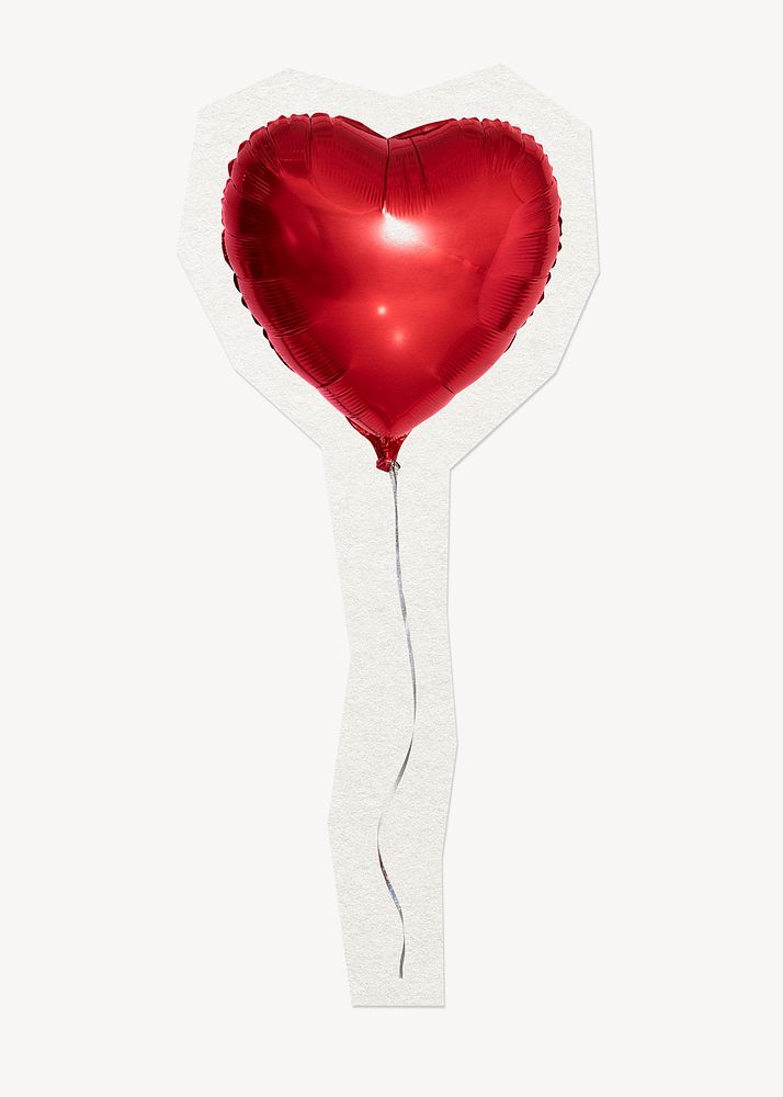Heart balloon, love clipart sticker, paper craft collage element