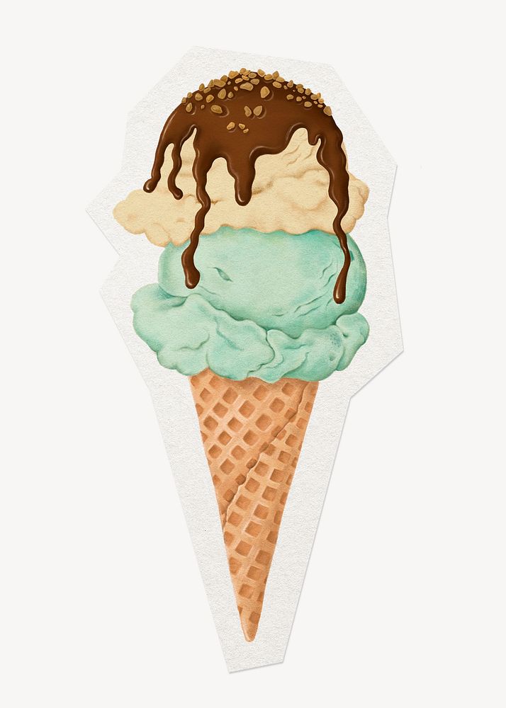 Ice cream dessert clipart sticker, paper craft collage element