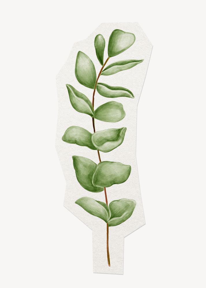 Plant branch sticker collage element, paper craft clipart