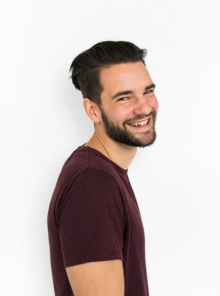 Man Cheerful Side View Studio Concept