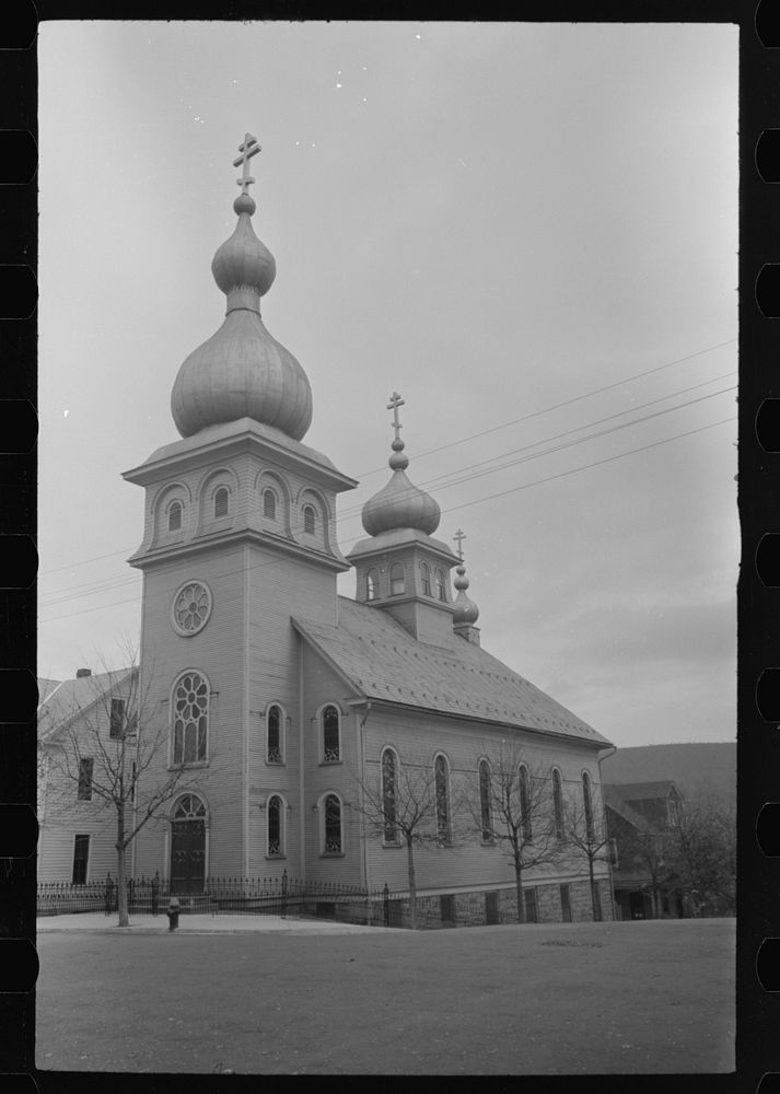 [St. Michael's Russian Orthodox Church, Mount Carmel,] Pennsylvania. A frame church building with a triple cross. Sourced…