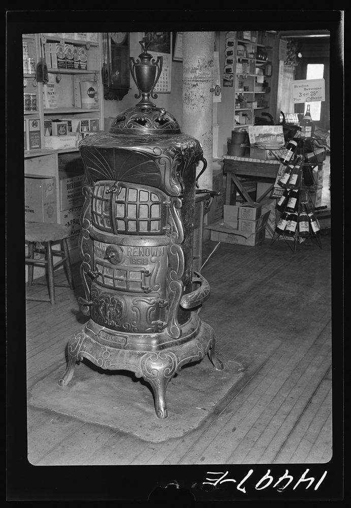 Old stove in general store. Wilson, New York. Sourced from the Library of Congress.