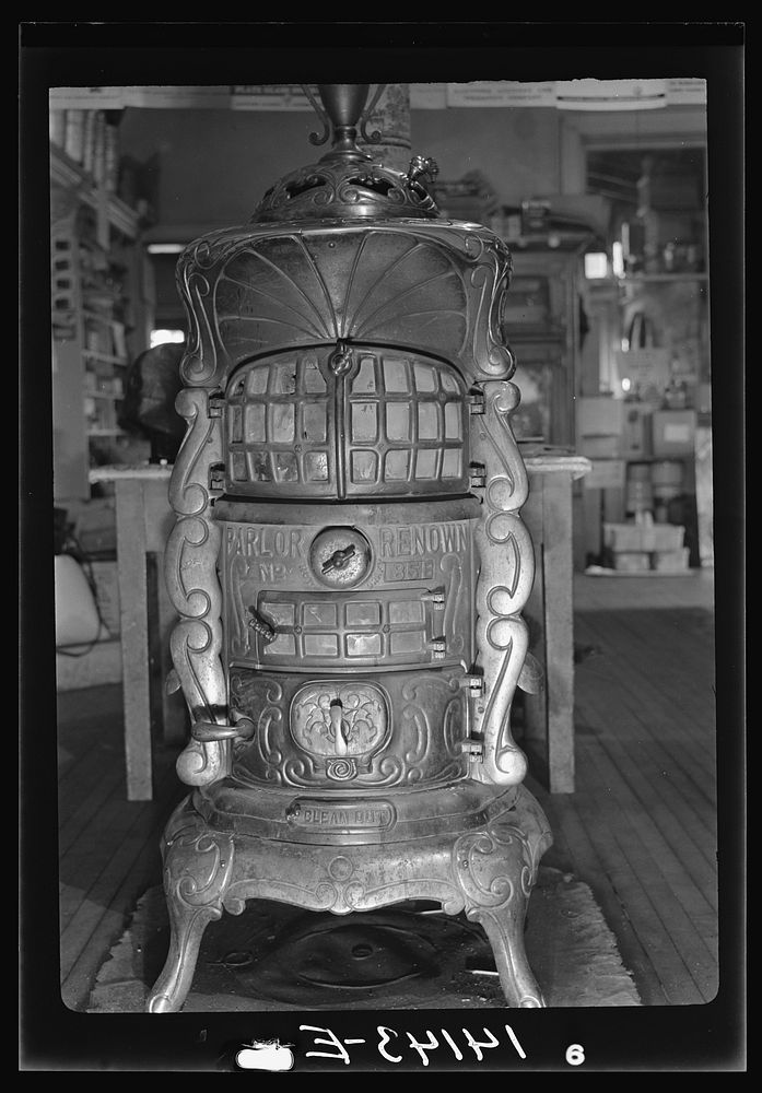 Stove in Miller and Brown's store. Wilson, New York. Sourced from the Library of Congress.