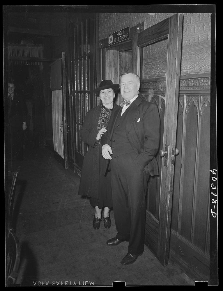 Shenandoah, Pennsylvania.  Mr. and Mrs. P. J. Maher in the hallway of Maher's dance hall. Sourced from the Library of…