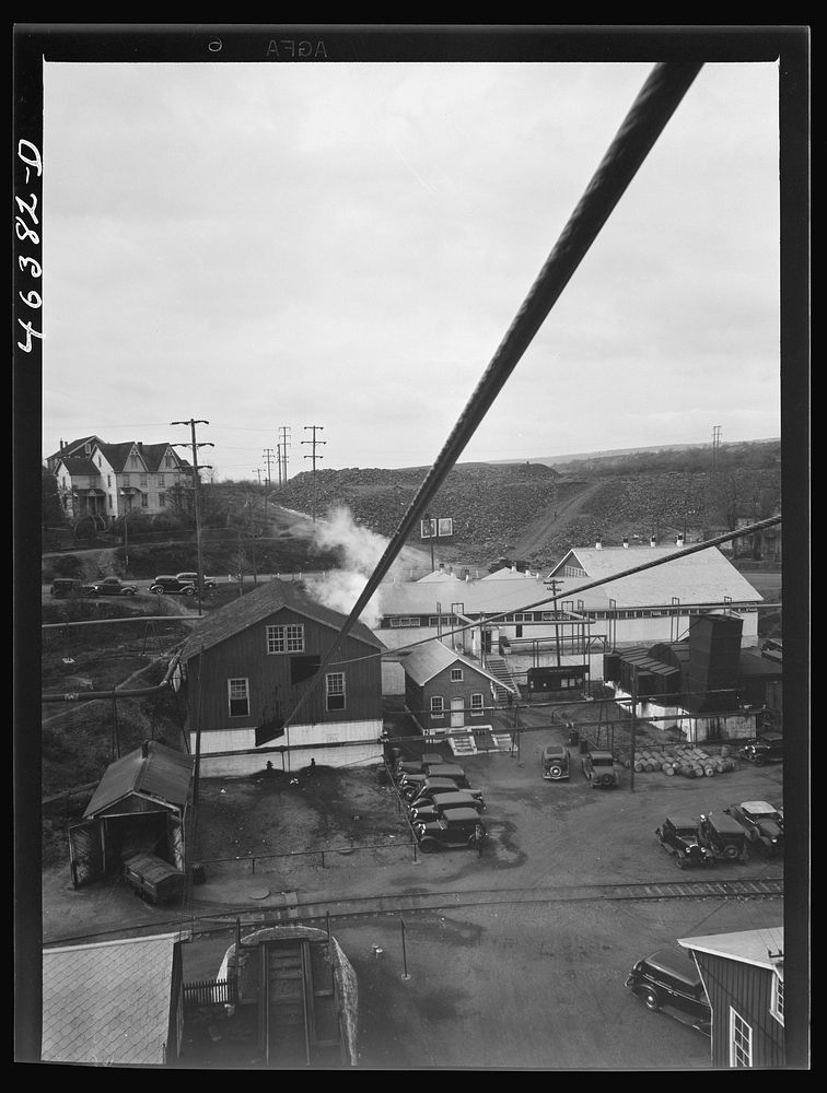 Shenandoah (vicinity), Pennsylvania. The power house as seen from Maple Hill shaft tower. Sourced from the Library of…