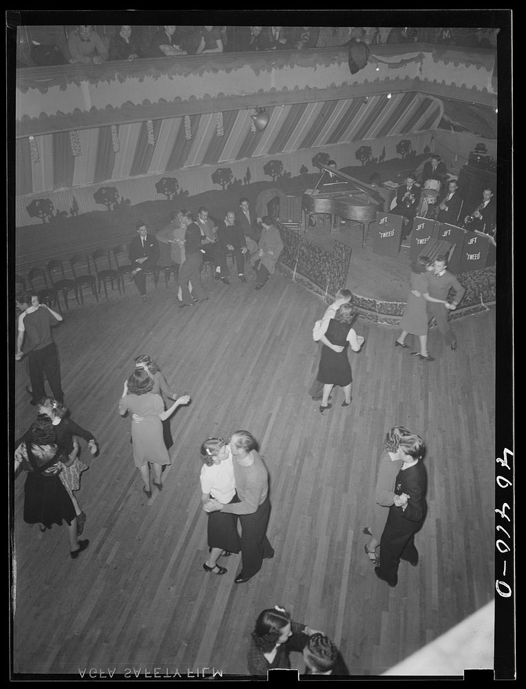 Shenandoah, Pennsylvania. Maher's dance hall, showing orchestra platform and dancers. Sourced from the Library of Congress.
