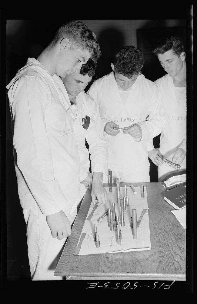 U.S. Naval Academy, Annapolis, Maryland. Studying metallurgy. Sourced from the Library of Congress.