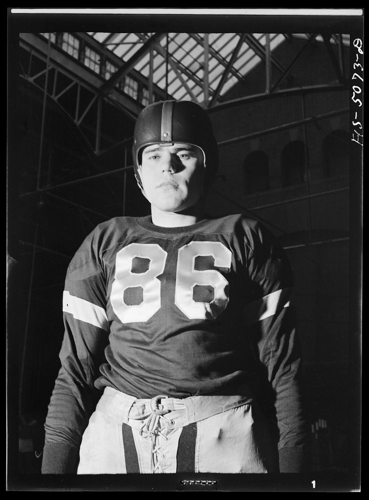 U.S. Naval Academy, Annapolis, Maryland. Football player. Sourced from the Library of Congress.