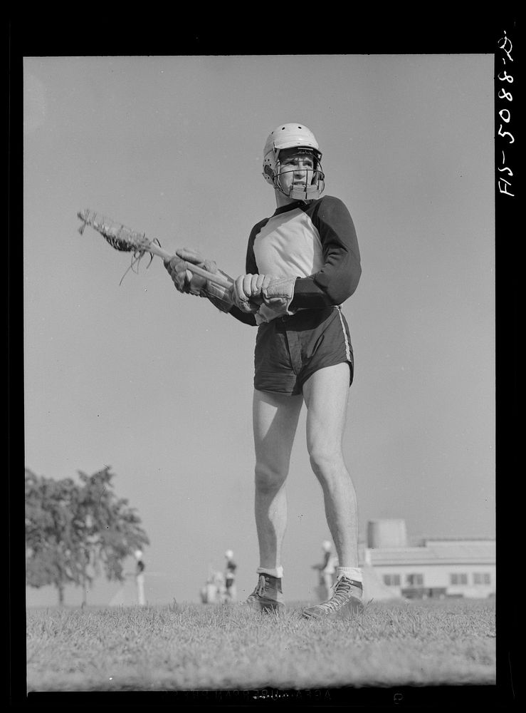 U.S. Naval Academy, Annapolis, Maryland. Lacrosse player. Sourced from the Library of Congress.