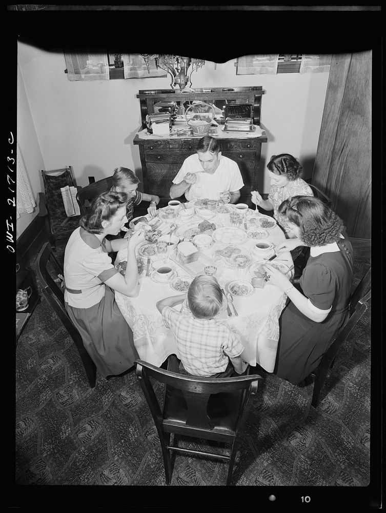 [Untitled photo, possibly related to: Rochester, New York. The Babcocks at the dinner table]. Sourced from the Library of…
