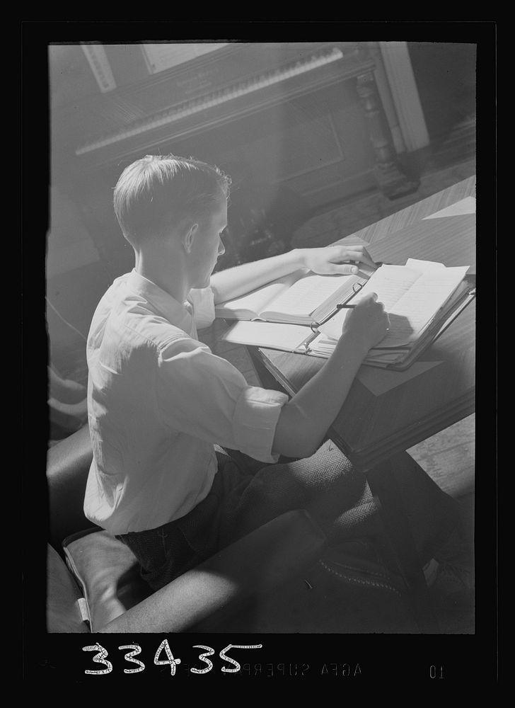 Keysville, Virginia. Randolph Henry High School. One of the seniors studying at home. Sourced from the Library of Congress.
