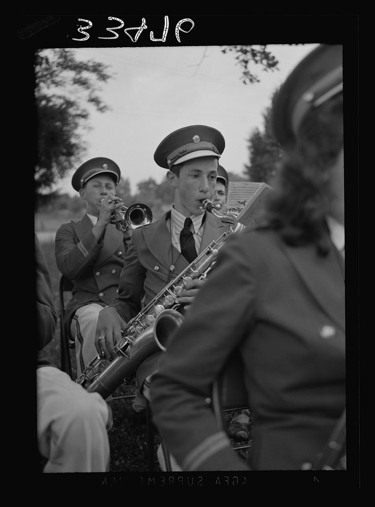 [Untitled photo, possibly related to: Keysville, Virginia. Randolph Henry High School. School band which played for…