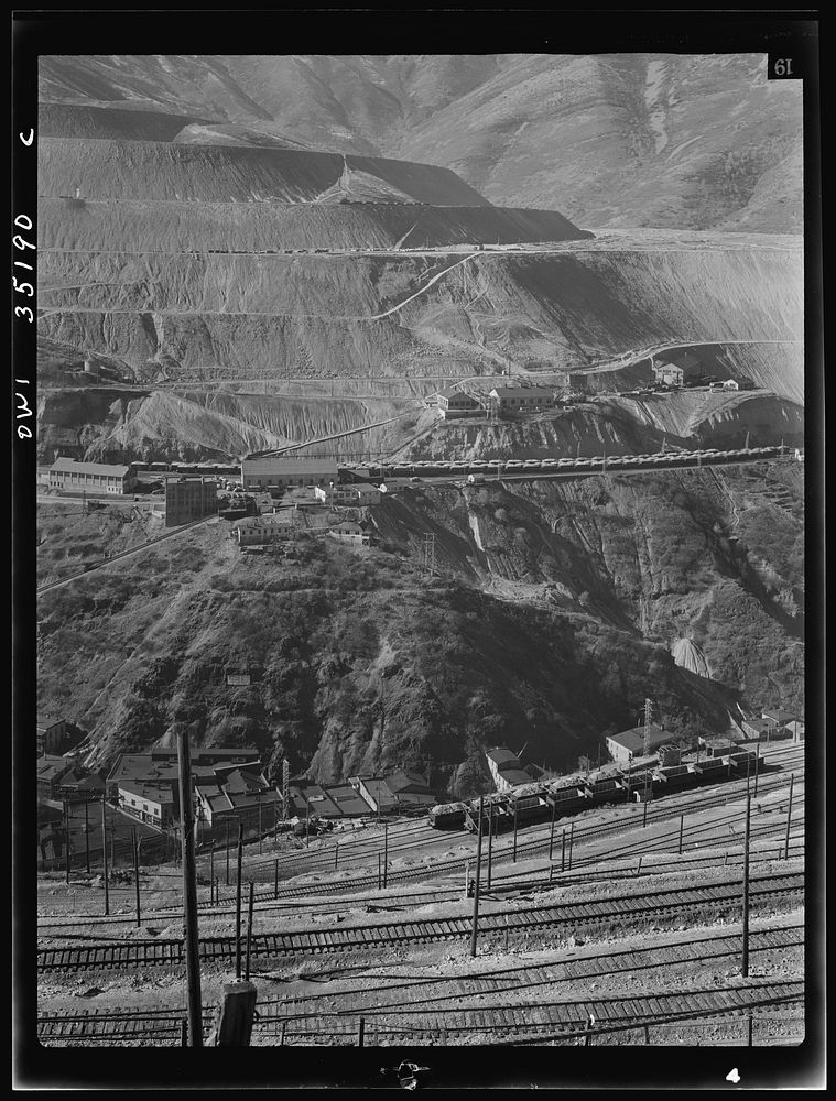 [Untitled photo, possibly related to: Bingham Canyon, Utah. Looking over the main canyon toward part of the west side…