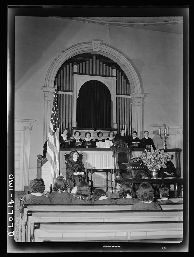 Southington, Connecticut. An American town and its way of life. The vested choir singing at a Sunday morning service.…