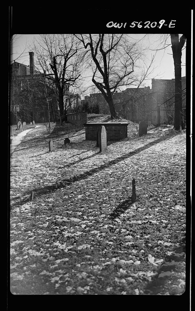 Cambridge, Massachusetts. Historic churchyard near Harvard Square. Sourced from the Library of Congress.