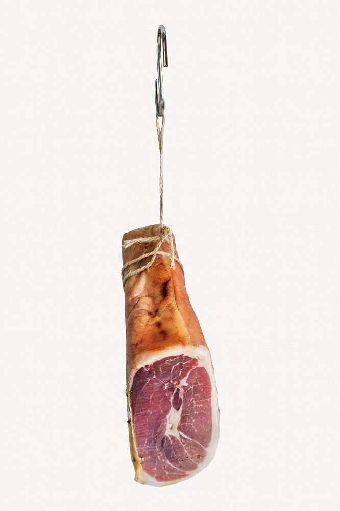 Raw ham sticker, meat isolated image psd