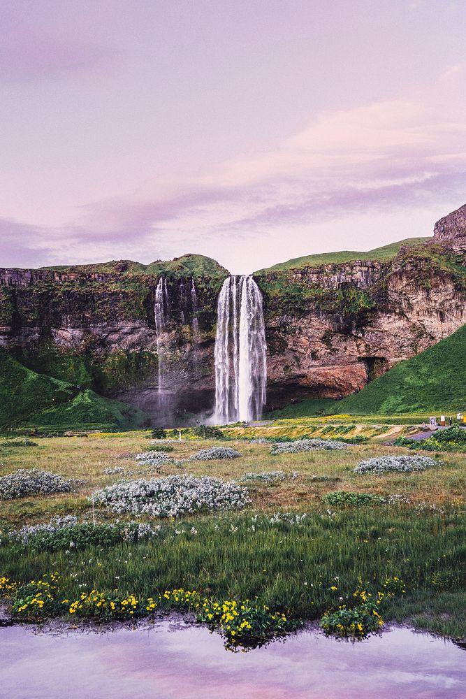 View of Seljalandsfoss waterfall in Iceland