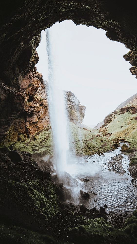 View of Kvernufoss waterfall in South Iceland​​​​​​​