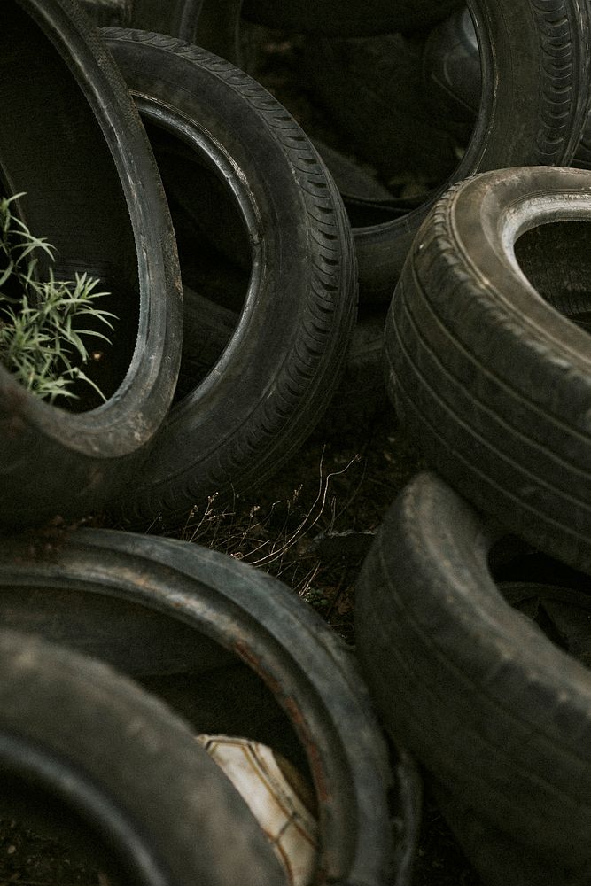 Abandoned black rubber tires in a pile