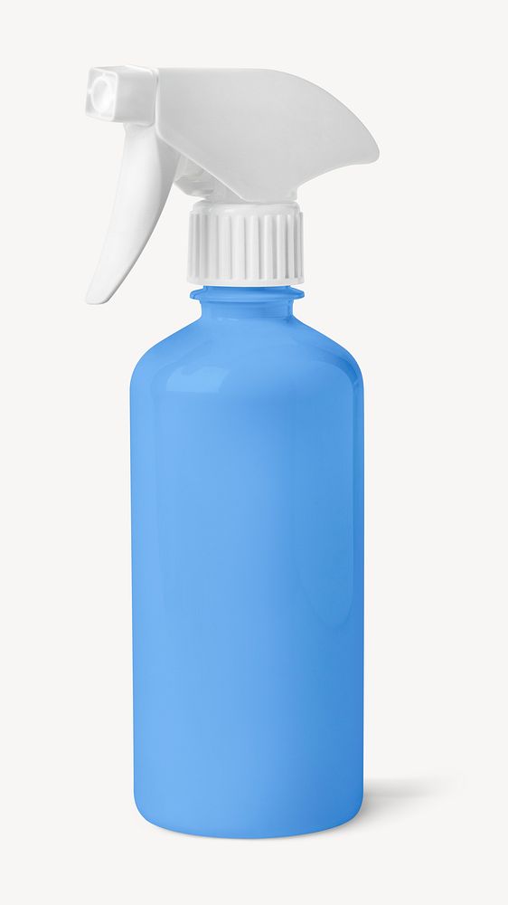 Blue spray bottle, laundry equipment isolated image psd