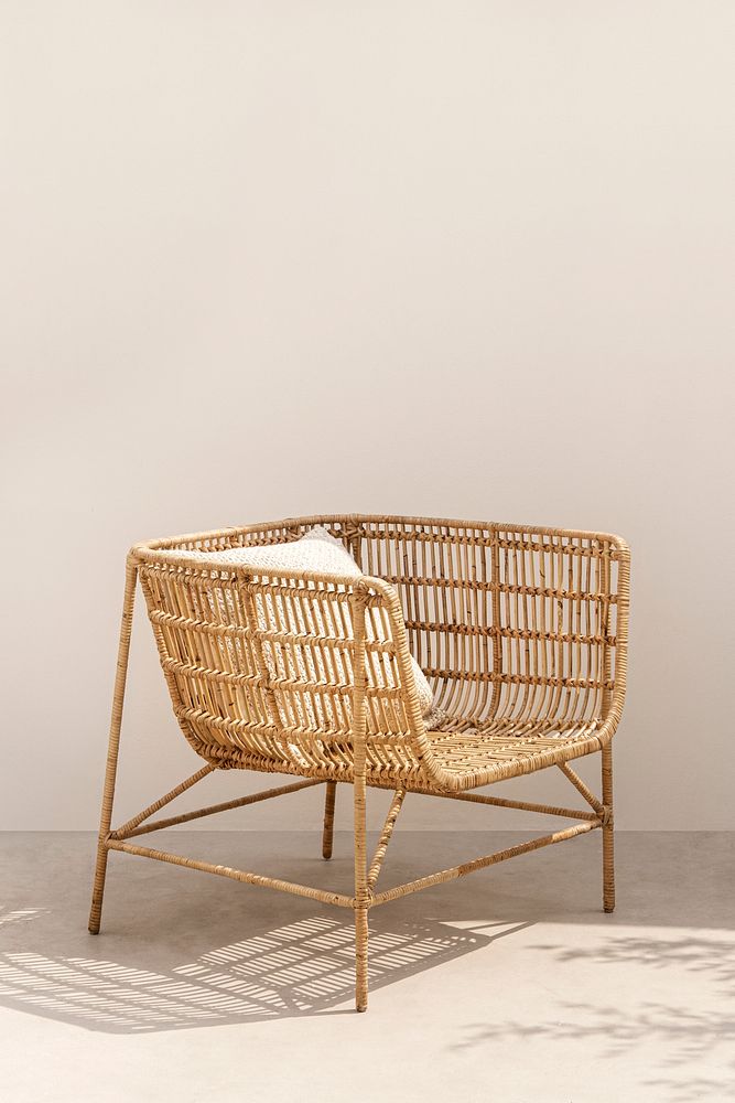 Rattan armchair with cushion minimal home decor