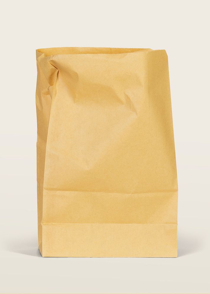 Brown paper bag mockup on a white background 
