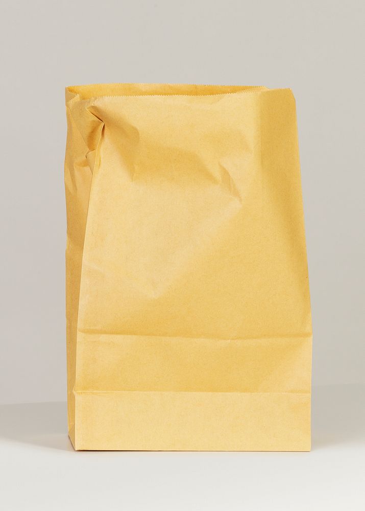 Brown paper bag mockup on a gray background 