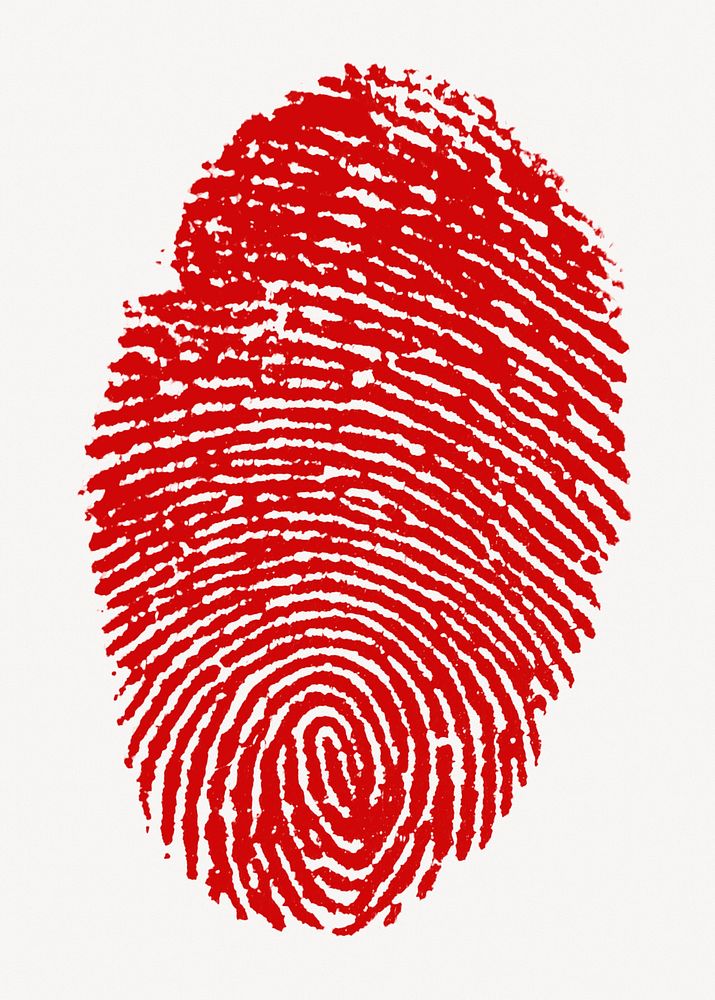 Red fingerprint sticker, biometrics technology isolated image psd