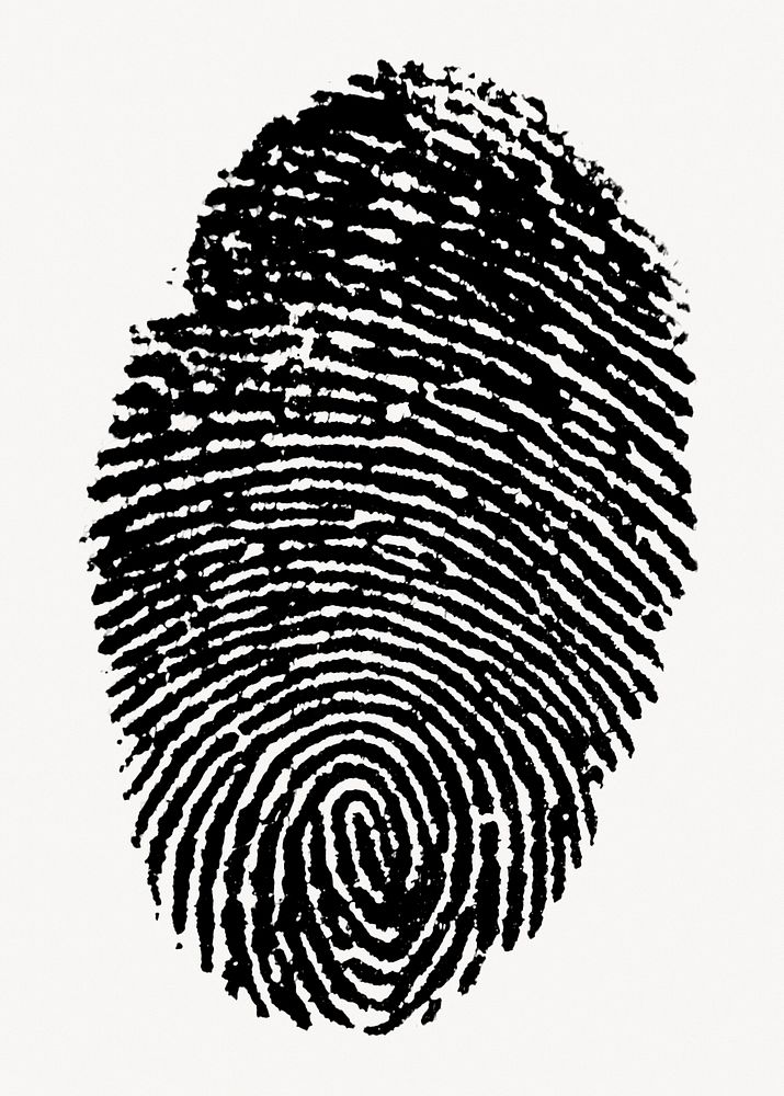 Black fingerprint, biometrics technology isolated image