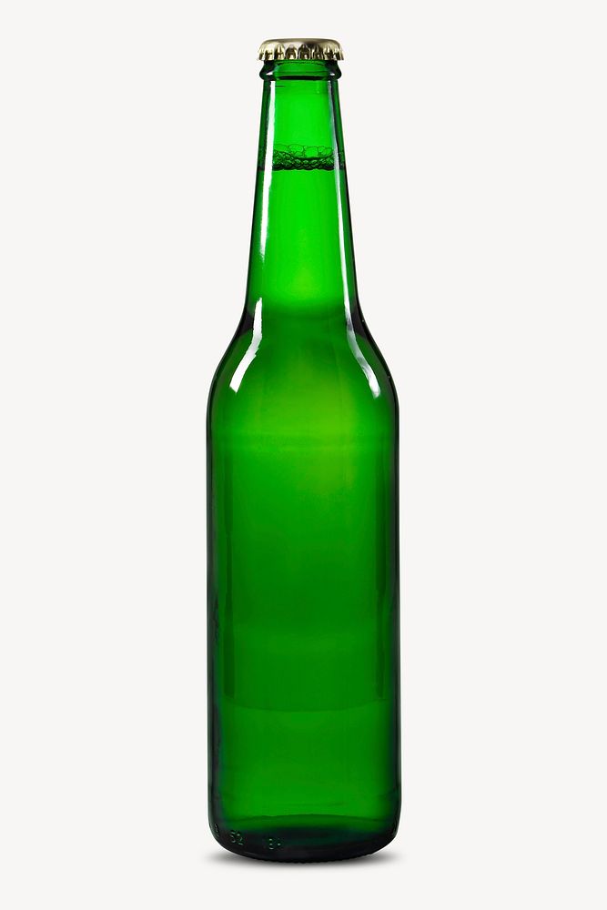 Beer bottle collage element, drink design psd