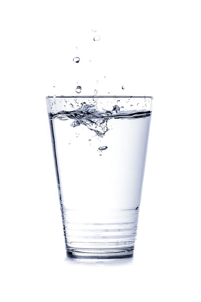 Free water glass white background photo, public domain beverage CC0 image.