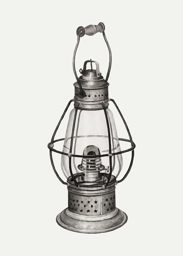 Vintage oil lantern vector illustration, remixed from the artwork by Alfred Farrell