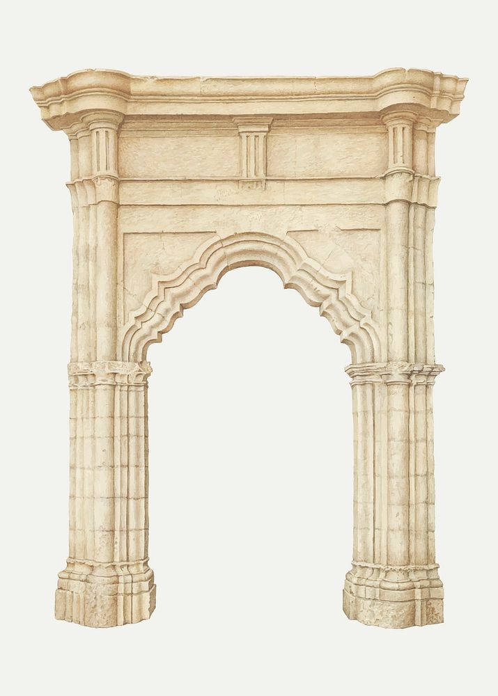 Vintage archway illustration vector, remixed from the artwork by Rose Campbell–Gerke