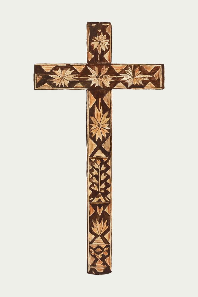 Vintage cross illustration vector, remixed from the artwork by Margery Parish