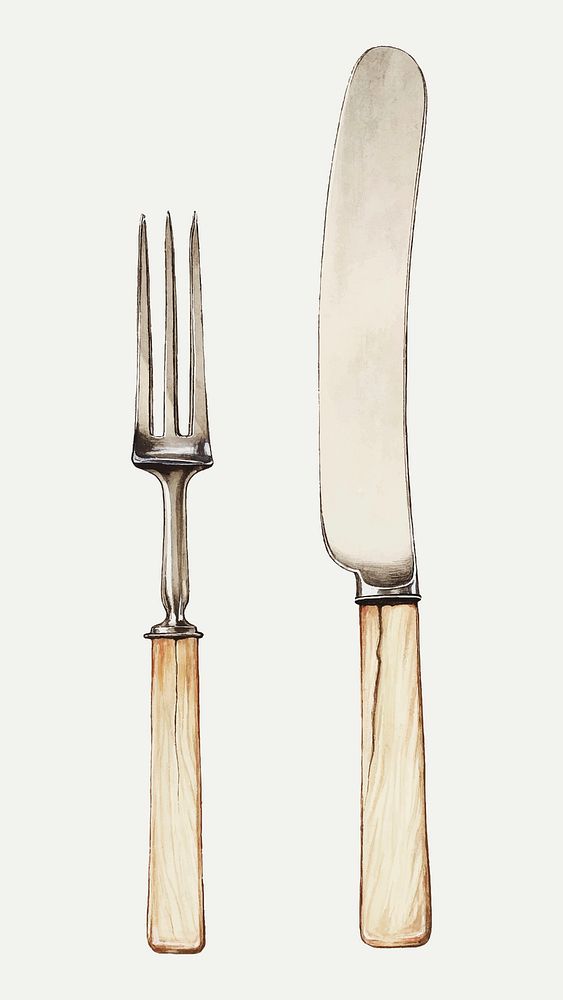 Vintage cutlery vector illustration, remixed from the artwork by Grace Halpin