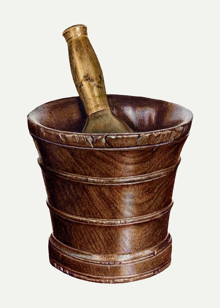 Mortar and pestle illustration vector, remixed from the artwork by Elizabeth Moutal