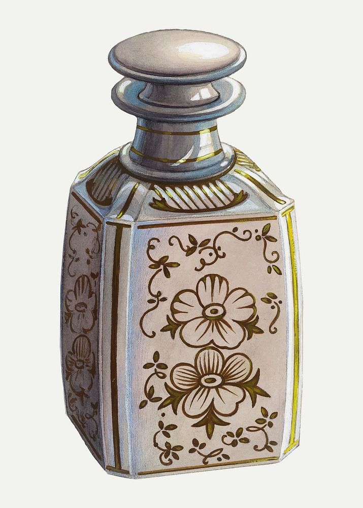 Vintage perfume bottle illustration vector, remixed from the artwork by Erwin Schwabe
