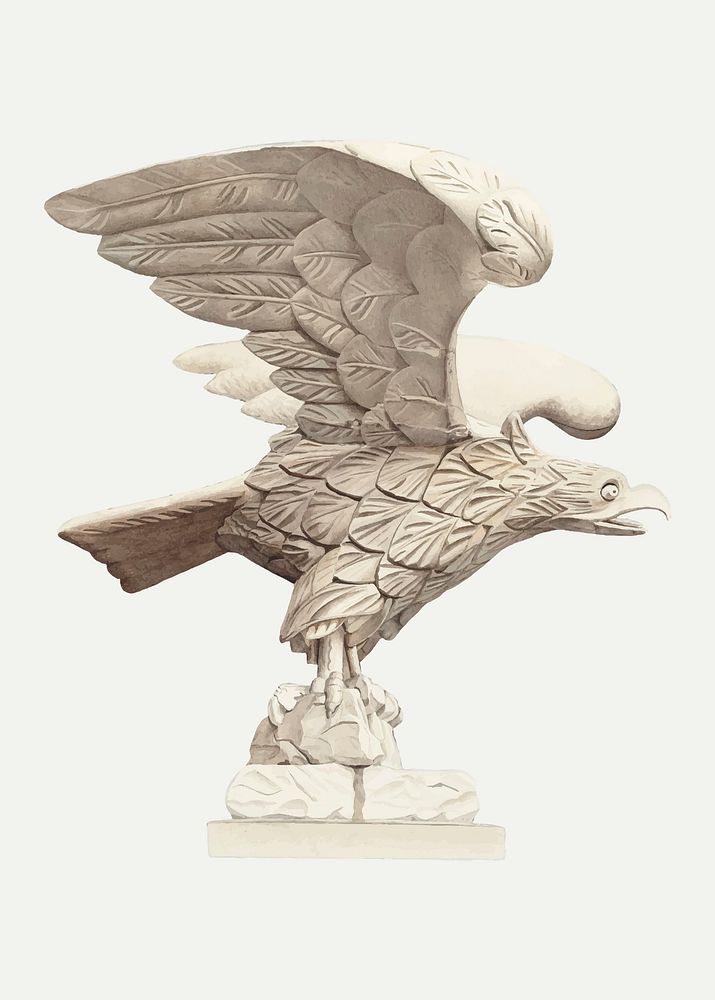 Vintage wooden eagle illustration vector, remixed from the artwork by Henry Murphy