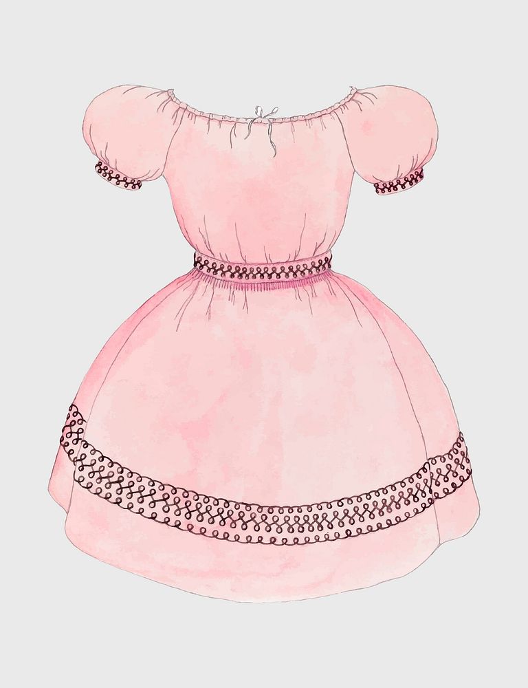 Pink dress vector vintage illustration, remixed from the artwork by Doris Beer.