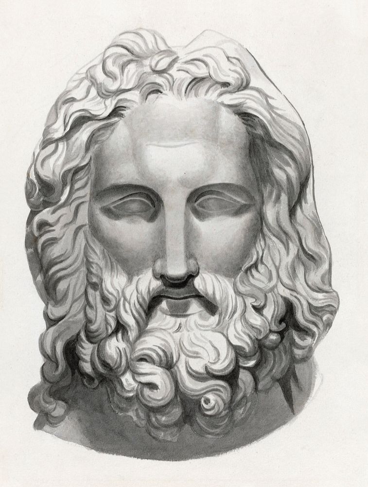 Antique Bearded Head by John Flaxman (1755&ndash;1826). Original from The National Galley of Art. Digitally enhanced by…