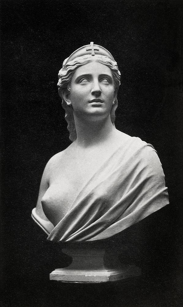 Bust of Faith by Hiram Powers (1870-1890) silver print. Original from Getty Museum. Digitally enhanced by rawpixel.
