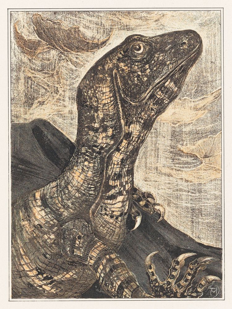 Leguaan (1878&ndash;1906) print in high resolution by Theo van Hoytema. Original from The Rijksmuseum. Digitally enhanced by…