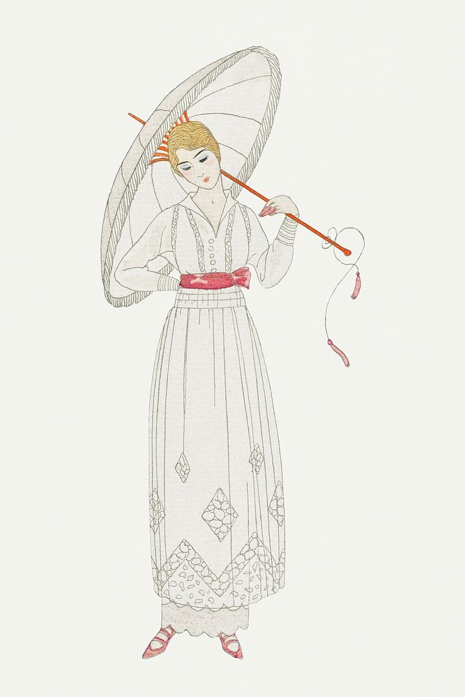 1920s women's fashion psd, remix from artworks by George Barbier