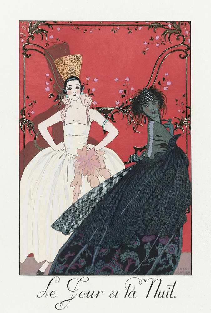 Le Jour et la Nuit (1922) fashion illustration in high resolution by George Barbier. Original from The Rijksmuseum.…