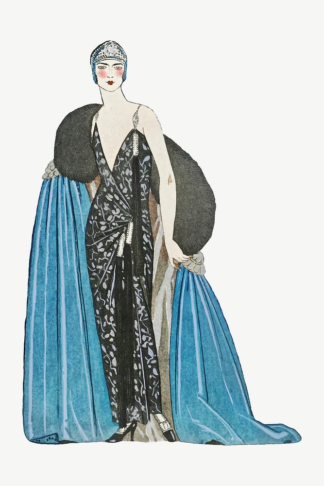 1920s women's fashion vector, remix from artworks by George Barbier