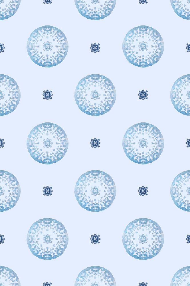 Floral mandala pattern background vector in blue, remixed from Noritake factory china porcelain tableware design
