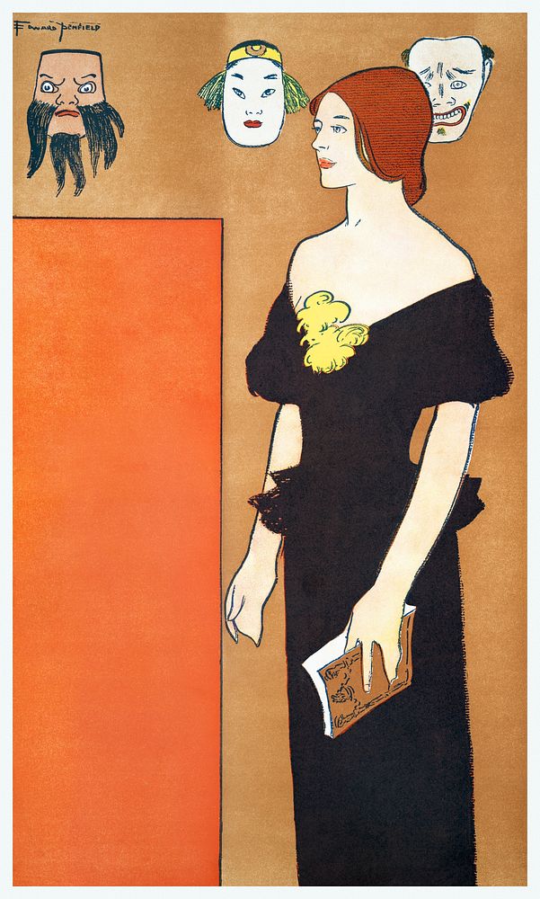 Woman in black dress (ca. 1890&ndash;1907) print in high resolution by Edward Penfield. Original from The New York Public…