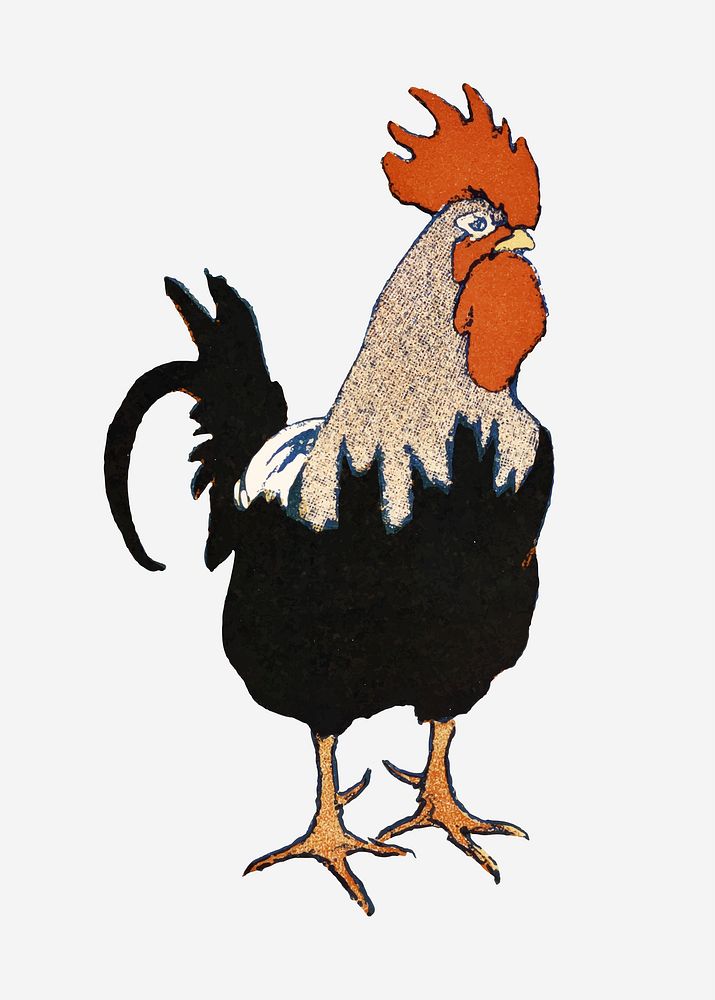 Rooster vector art print, remixed from artworks by Edward Penfield