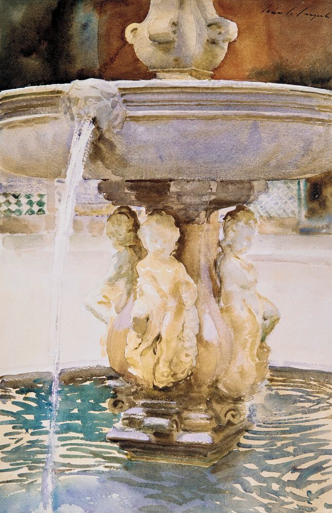 Spanish Fountain (1912) by John Singer Sargent. Original from The MET Museum. Digitally enhanced by rawpixel.
